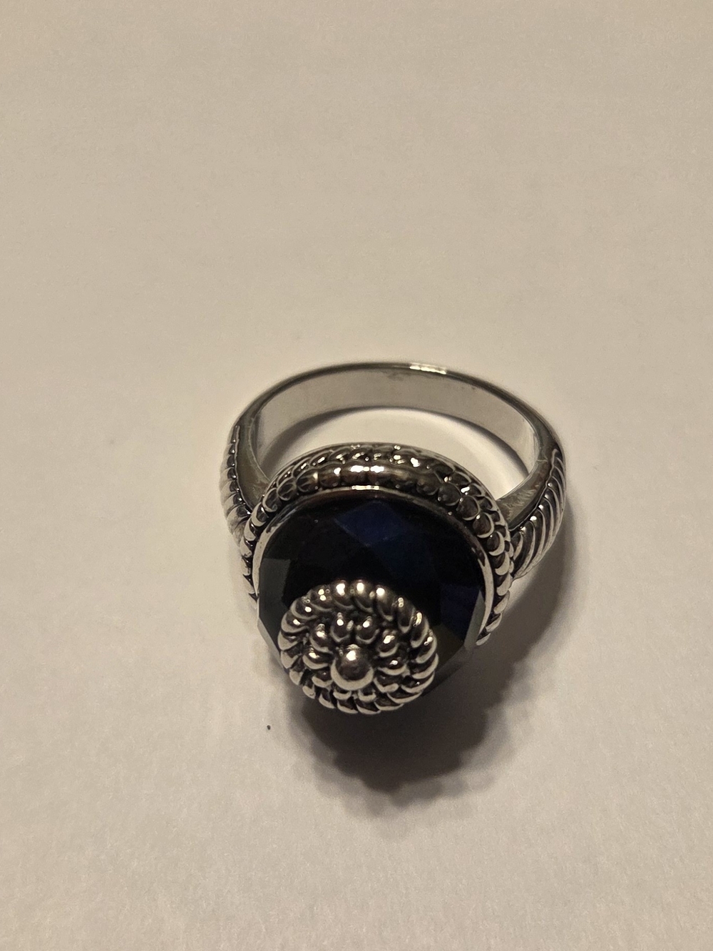 Glass Iridescent Black Ring Size 9
